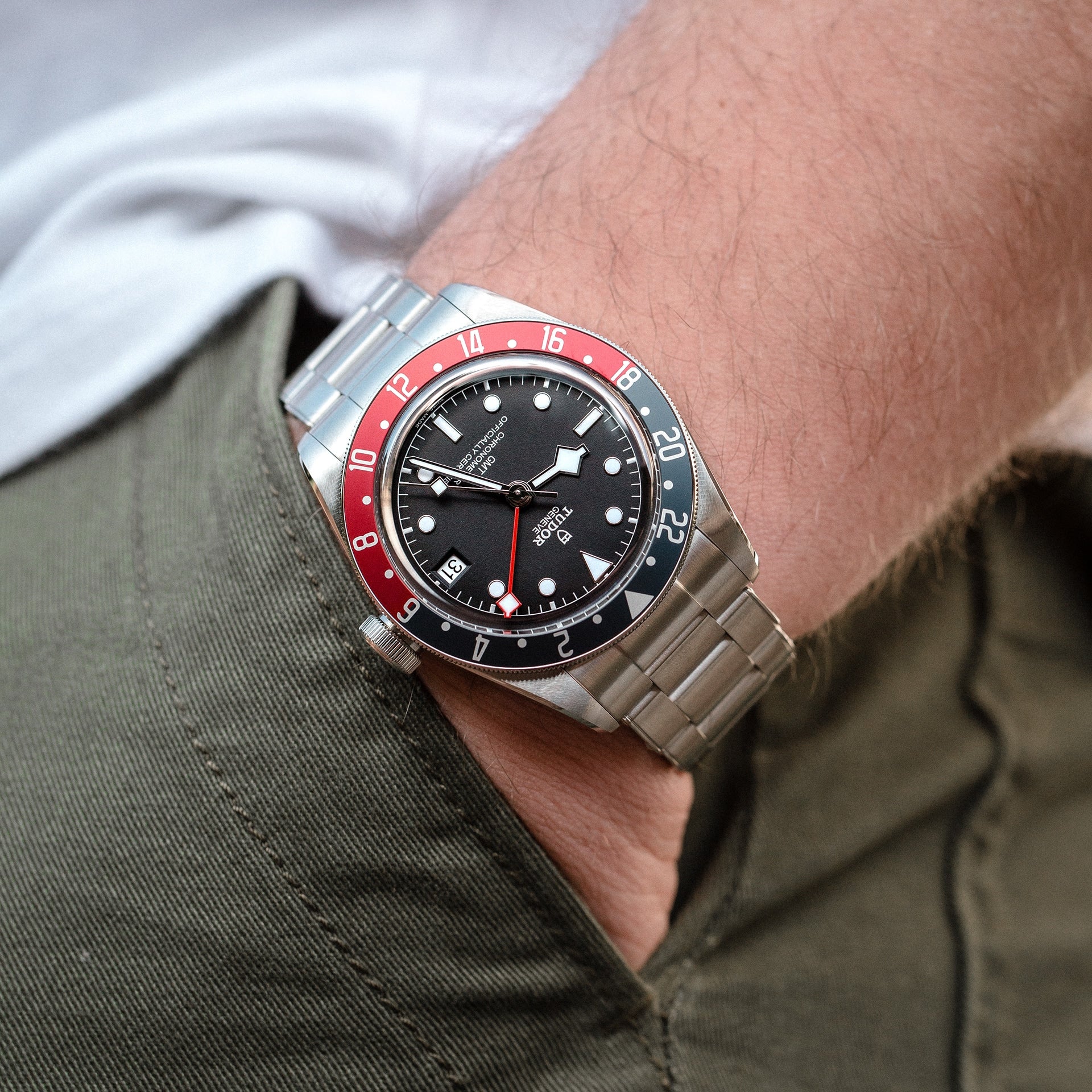 Tudor Black Bay GMT, Stainless Steel, 41mm, Ref# M79830RB-0001, Watch on hand