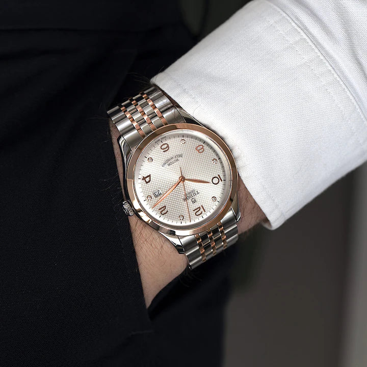 Tudor 1926, Stainless Steel and 18k Rose Gold, 41mm, Ref# M91651-0001, Watch on hand