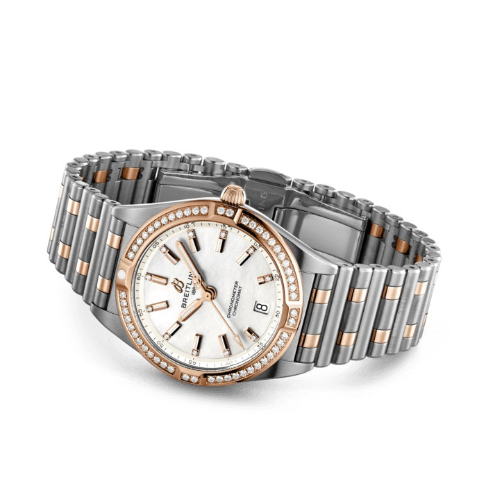Side Breitling Chronomat 32 Stainless Steel & 18k Red Gold (Gem-set) Ref# U77310591A2U1