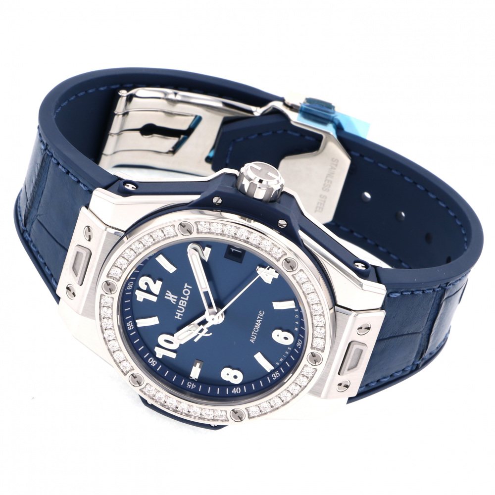 Hublot Big Bang, One Click Steel Blue Diamonds 39mm, Ref# 465.SX.7170.LR.1204, Main view