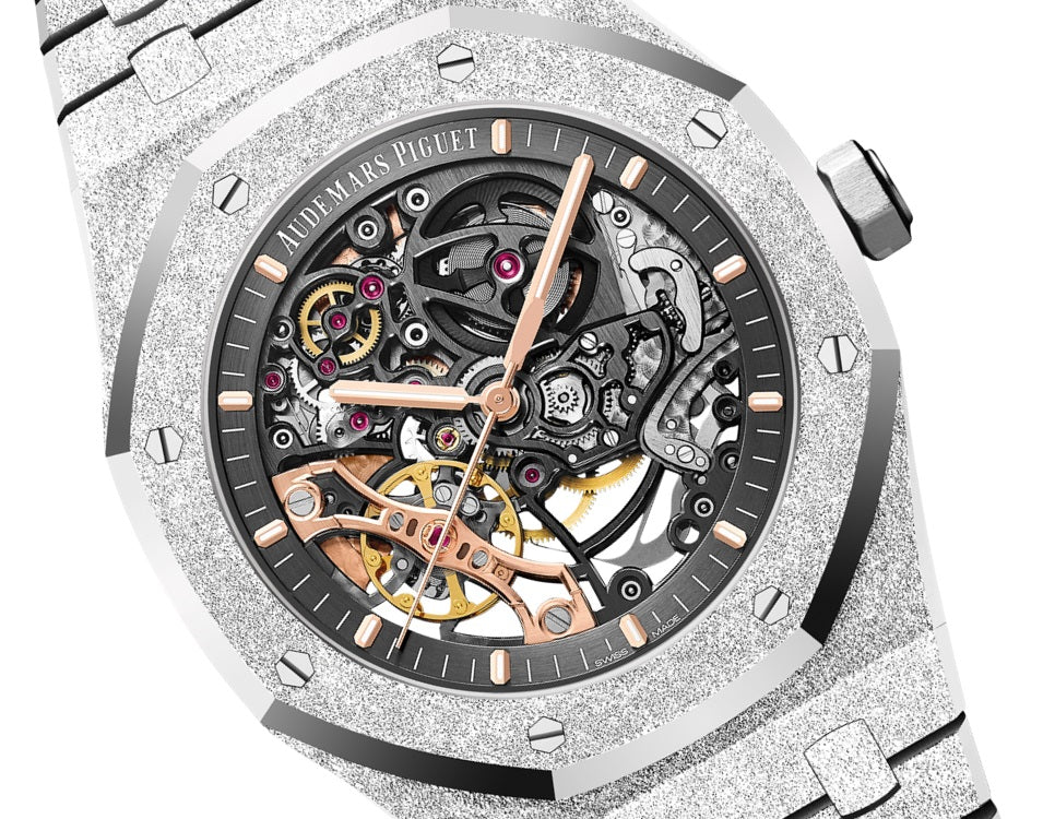 Side Audemars Piguet Royal Oak FROSTED GOLD DOUBLE BALANCE WHEEL OPENWORKED Ref# 15407BC.GG.1224BC.01